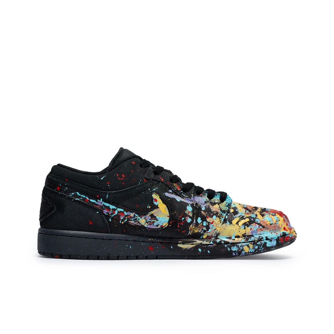 Custom Air Jordan 1 Black Colorful Ink Splash Low