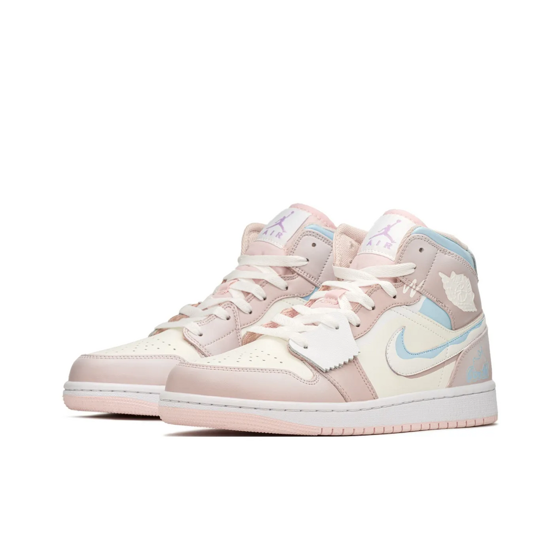 Custom Air Jordan 1 Pink Light Beige Blue