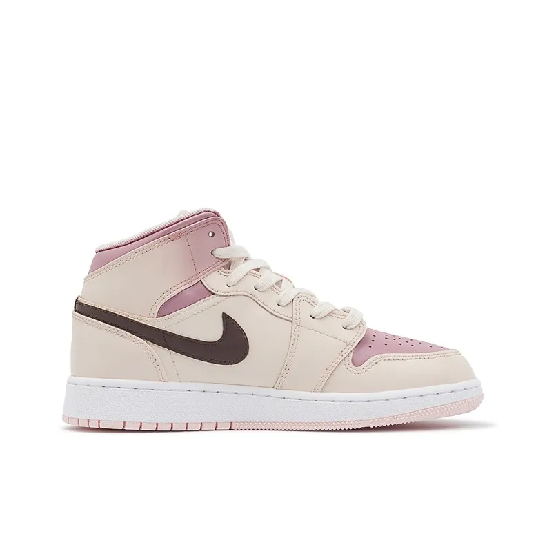 Custom Air Jordan 1 Light Beige Pink Brown Swoosh