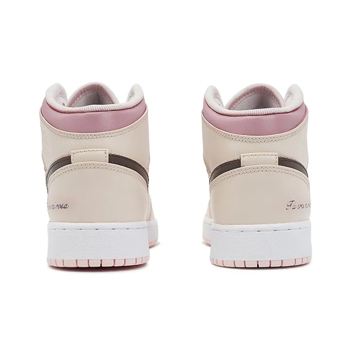 Custom Air Jordan 1 Light Beige Pink Brown Swoosh