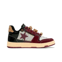 Custom Sneaker Wine Red Black Stars