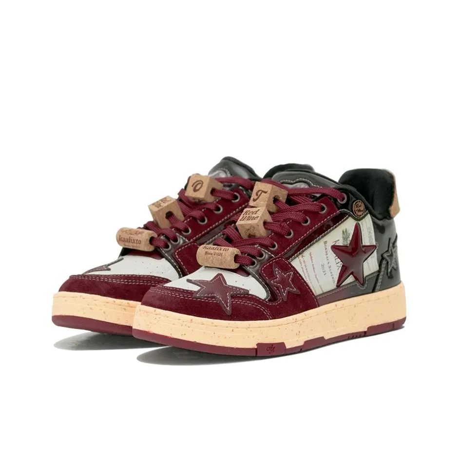 Custom Sneaker Wine Red Black Stars