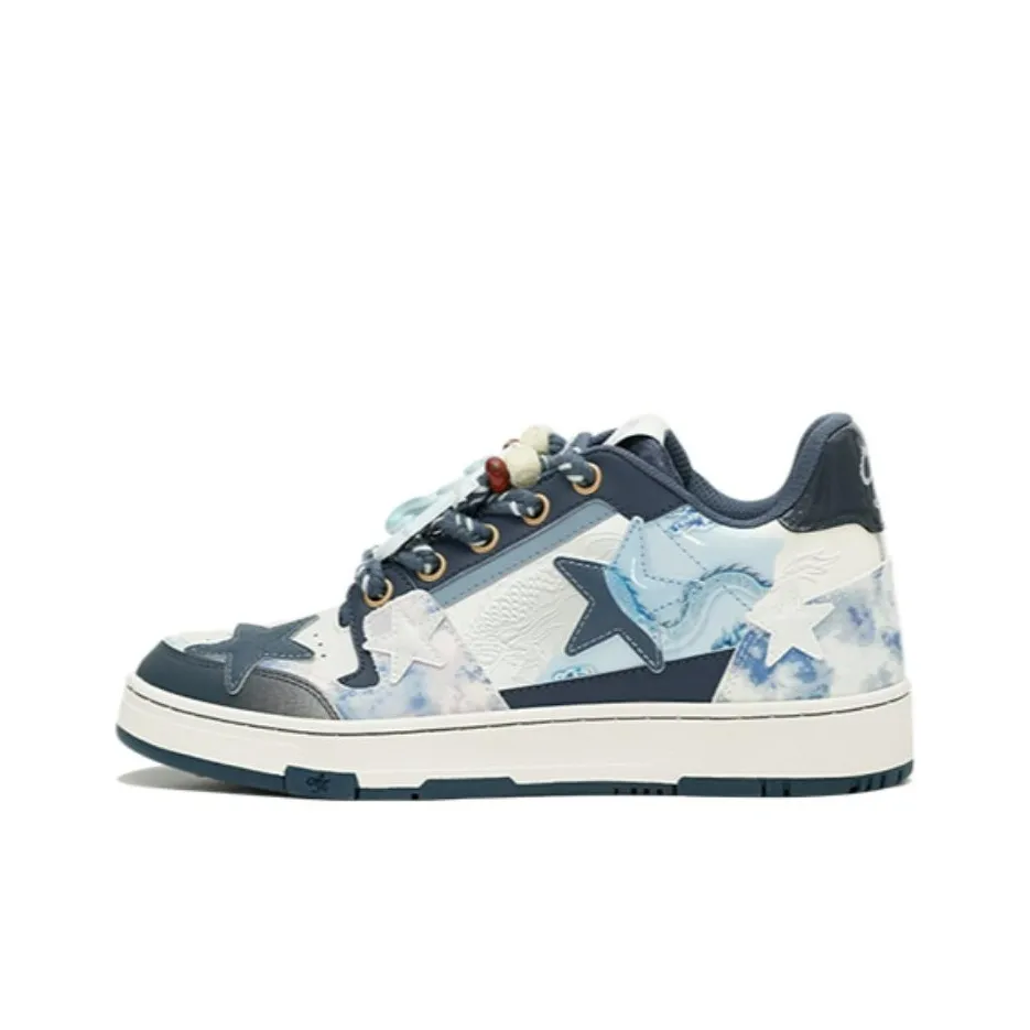 Custom Sneaker Stars Blue White Dragon Theme