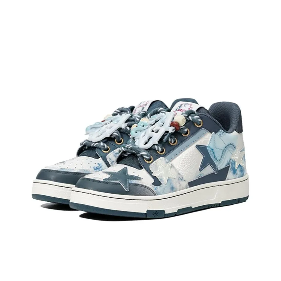 Custom Sneaker Stars Blue White Dragon Theme