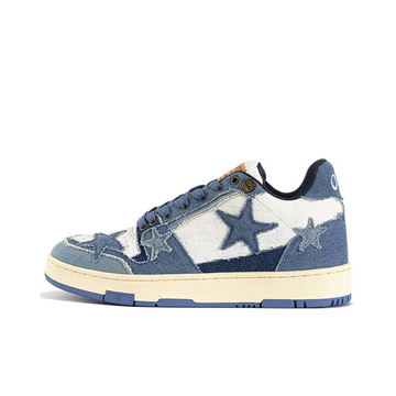 Custom Sneaker Blue Denim Fabric Stars