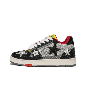 Custom Sneaker Black White Stars Diamond Stickers Full Body