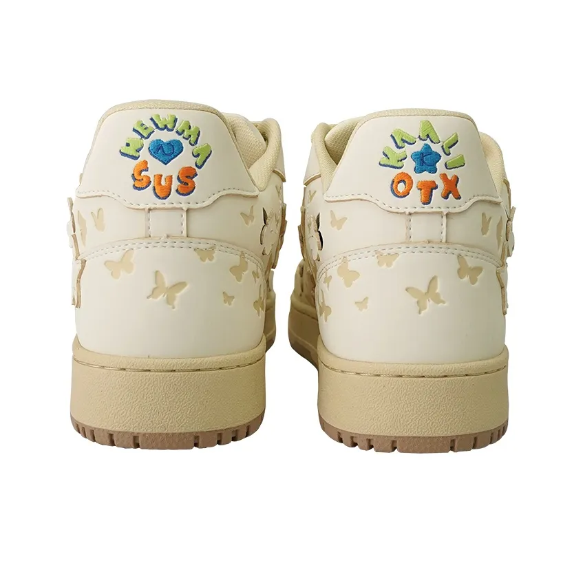 Custom Sneaker Beige Stars And Butterflies