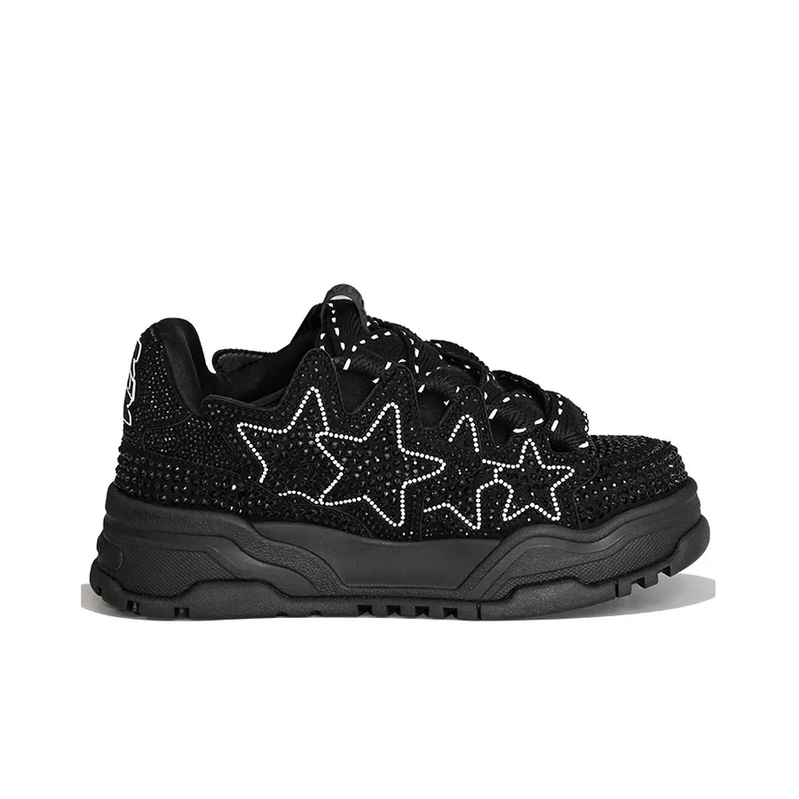 Custom Sneaker Black White Stars Diamond Stickers Full Body