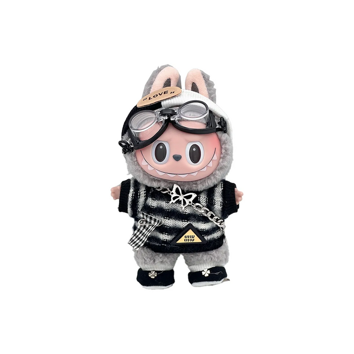 Pop Mart Blind Box Custom Black White Plaid Clothes