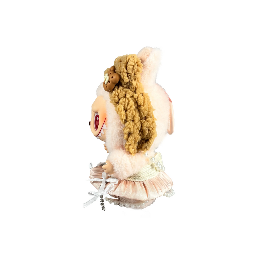 Pop Mart Blind Box Custom Khaki Biscuit Headband Pink Pearl Tulle Skirt