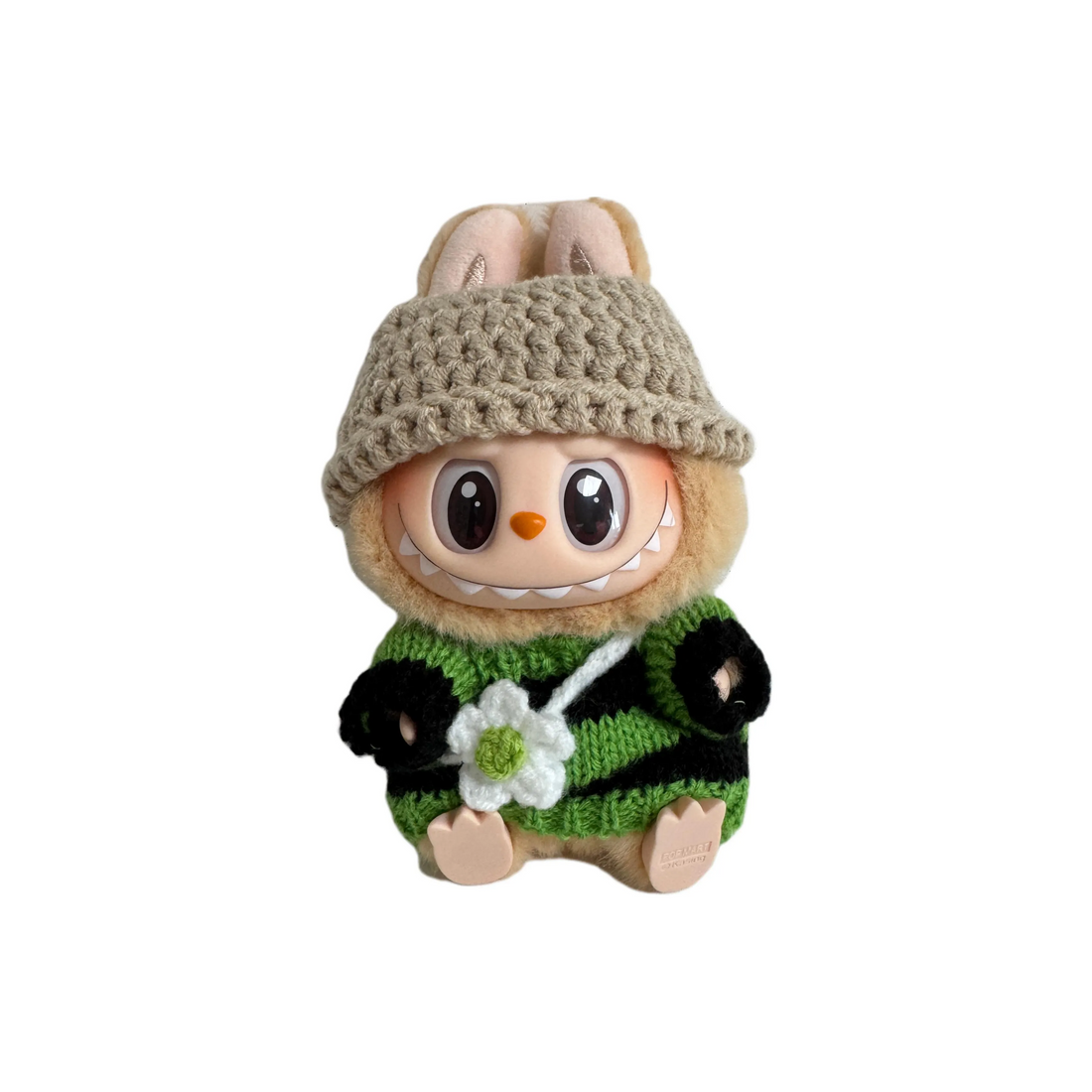 Pop Mart Blind Box Custom Gray Beanie And Green Black Sweater