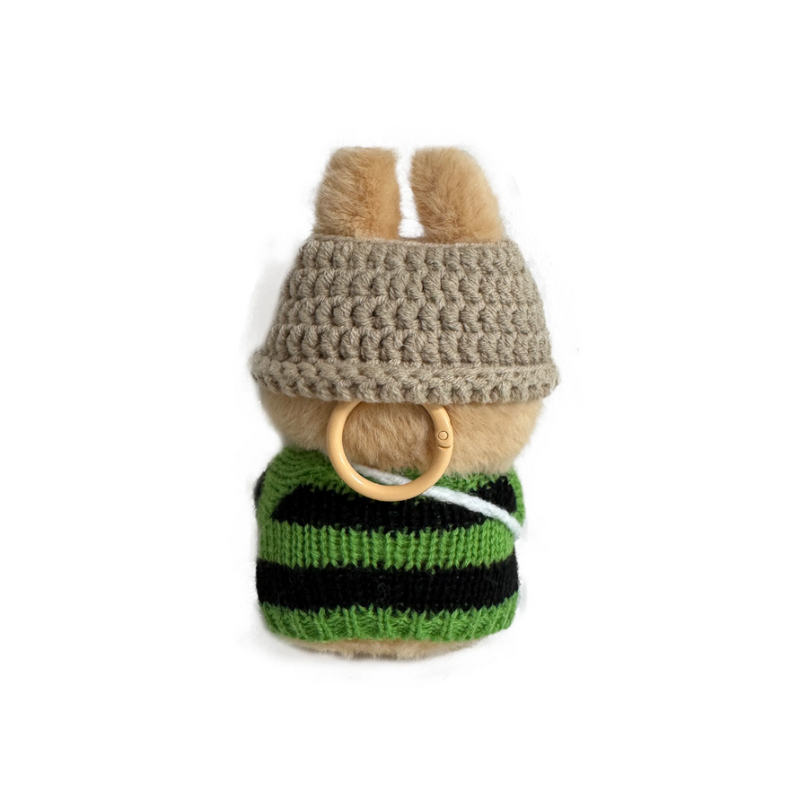 Pop Mart Blind Box Custom Gray Beanie And Green Black Sweater