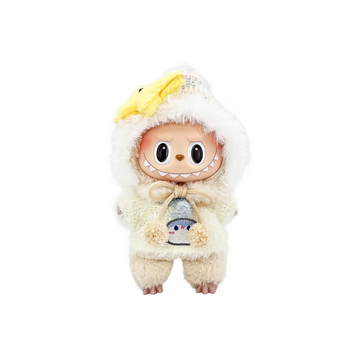 Pop Mart Blind Box Custom White Plush Hood Beige Plush Clothes