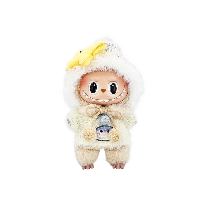 Pop Mart Blind Box Custom White Plush Hood Beige Plush Clothes