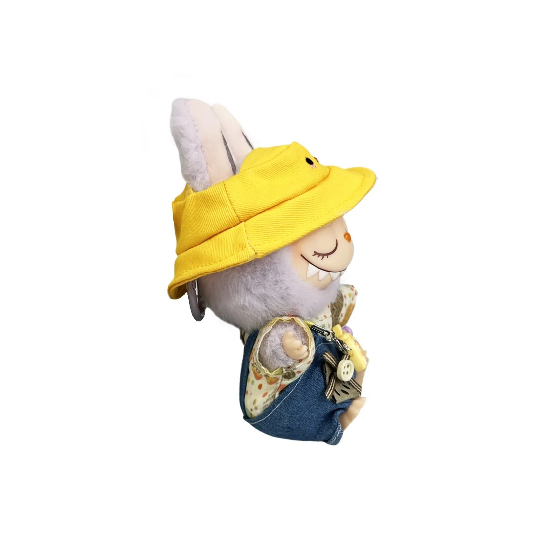 Pop Mart Blind Box Custom Yellow Duck Hat Beige Clothes Blue Overalls