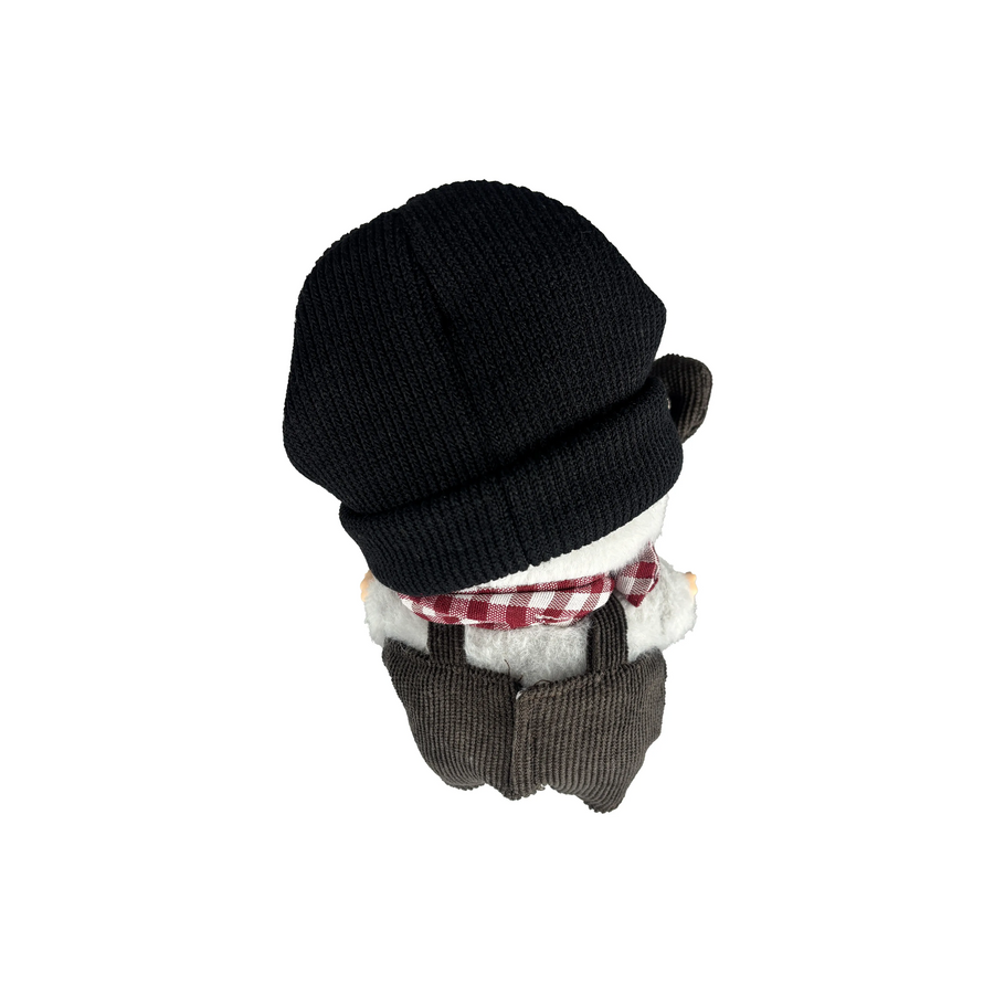 Pop Mart Blind Box Custom Black Hat Red Plaid Scarf Black Overalls