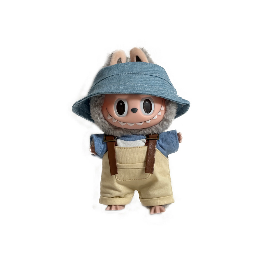 Pop Mart Blind Box Custom Blue Hat And Clothes Khaki Overalls