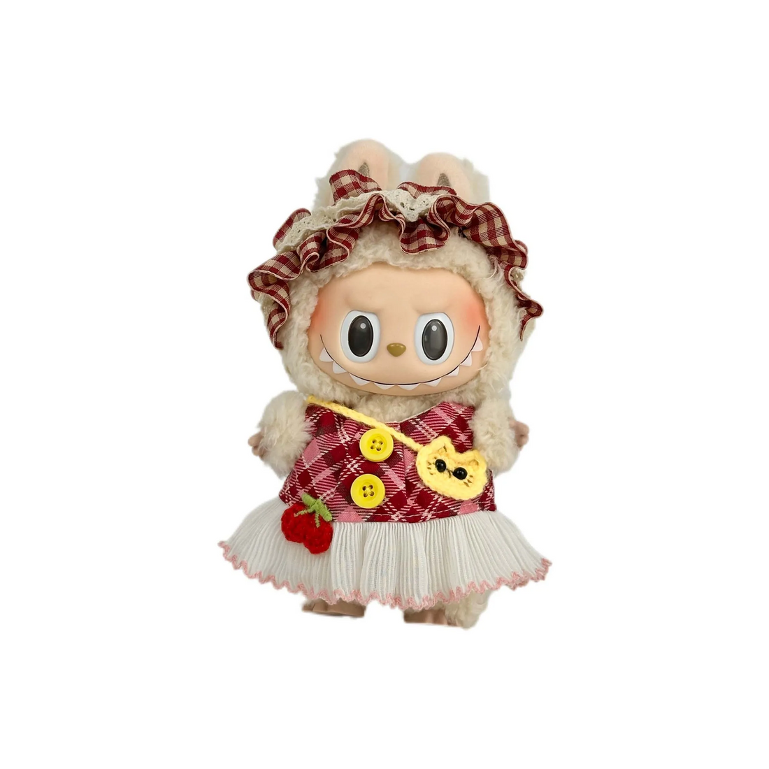 Pop Mart Blind Box Custom Red Plaid Headscarf And Dress