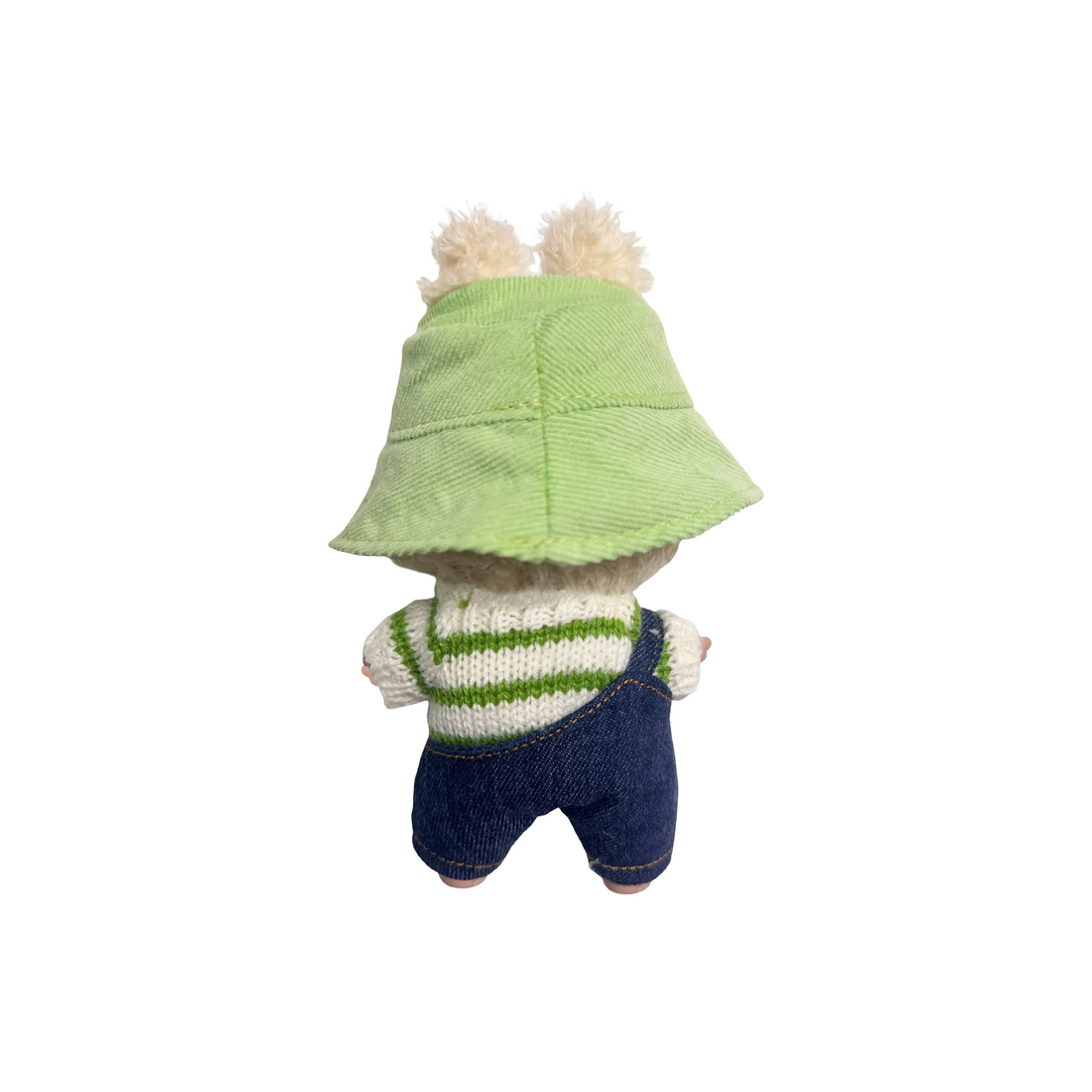 Pop Mart Blind Box Custom Green Plaid Hood White Green Striped Clothes Blue Overalls