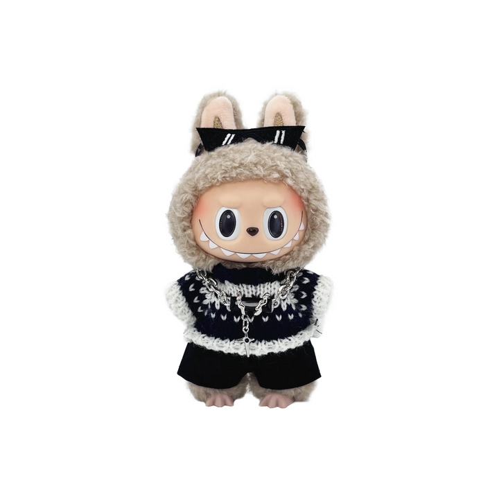 Pop Mart Blind Box Custom Black White Knitted Suit