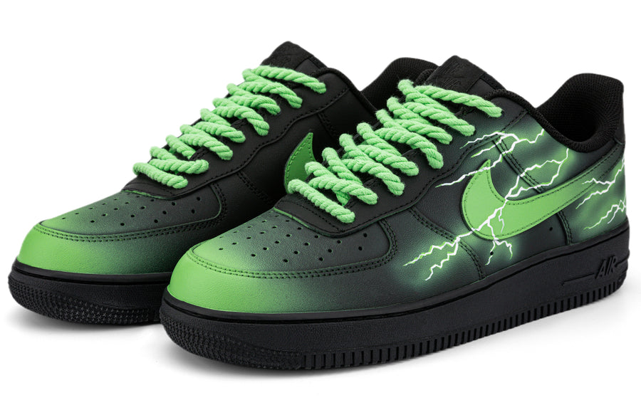 Custom Air Force 1 Green White Thunder Lightning