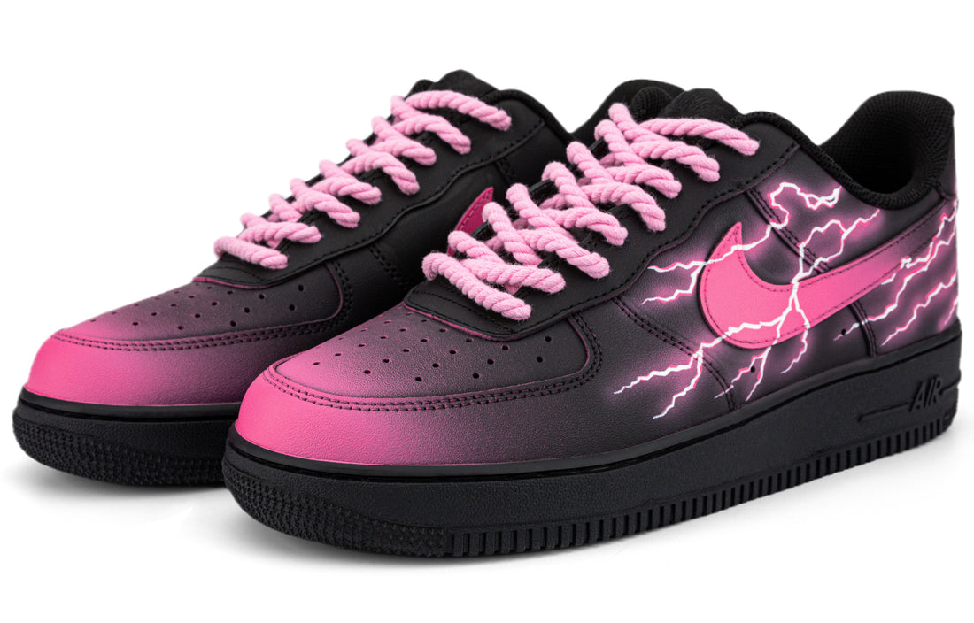 Custom Air Force 1 Pink Black Gradient Thunder Lightning