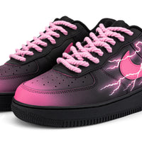 Custom Air Force 1 Pink Black Gradient Thunder Lightning