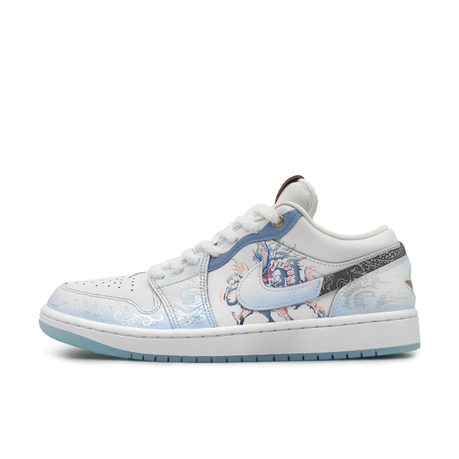 Silver Blue Dragon Custom Air Jordan 1 Low