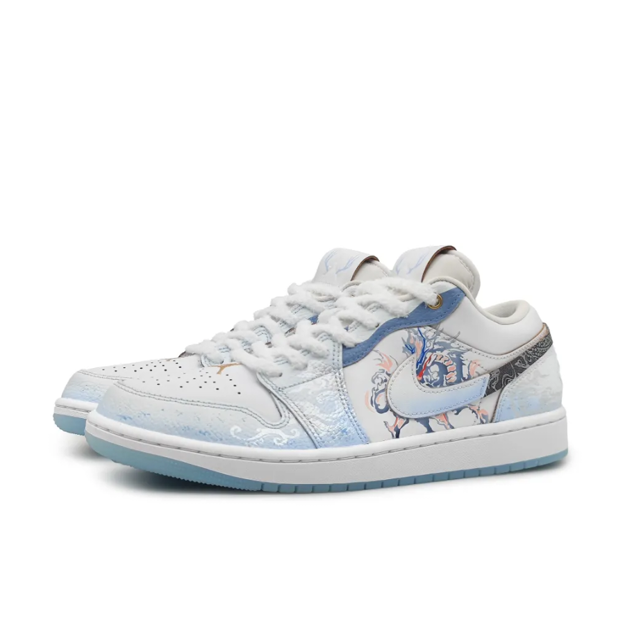 Silver Blue Dragon Custom Air Jordan 1 Low