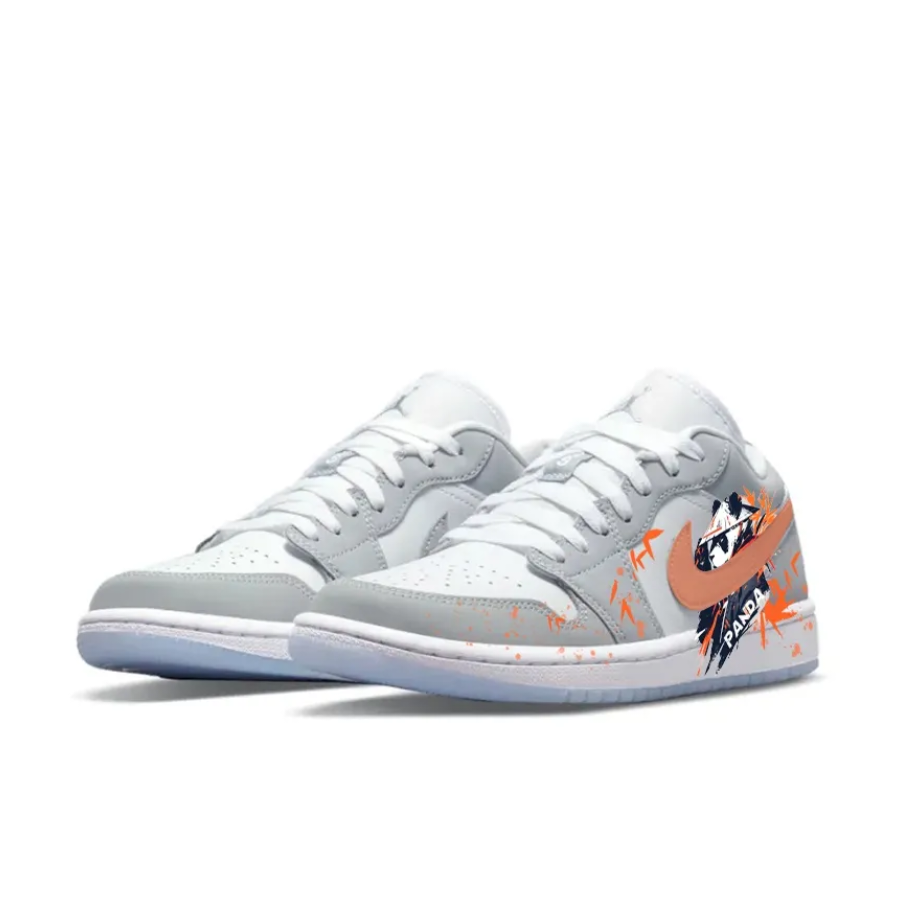 Kung Fu Panda Grey Orange Custom Air Jordan 1 Low