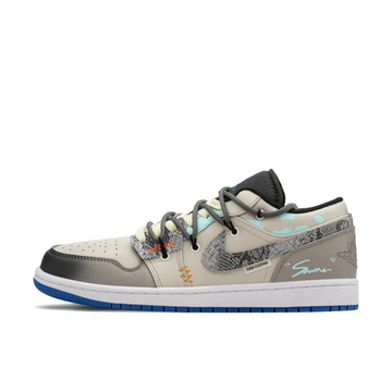 Python Print Khaki Custom Air Jordan 1 Low