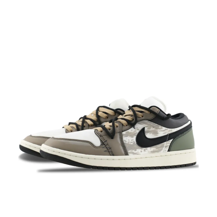 Mocha Green Black Custom Air Jordan 1 Low