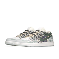 Paisley Green White Custom Air Jordan 1 Low