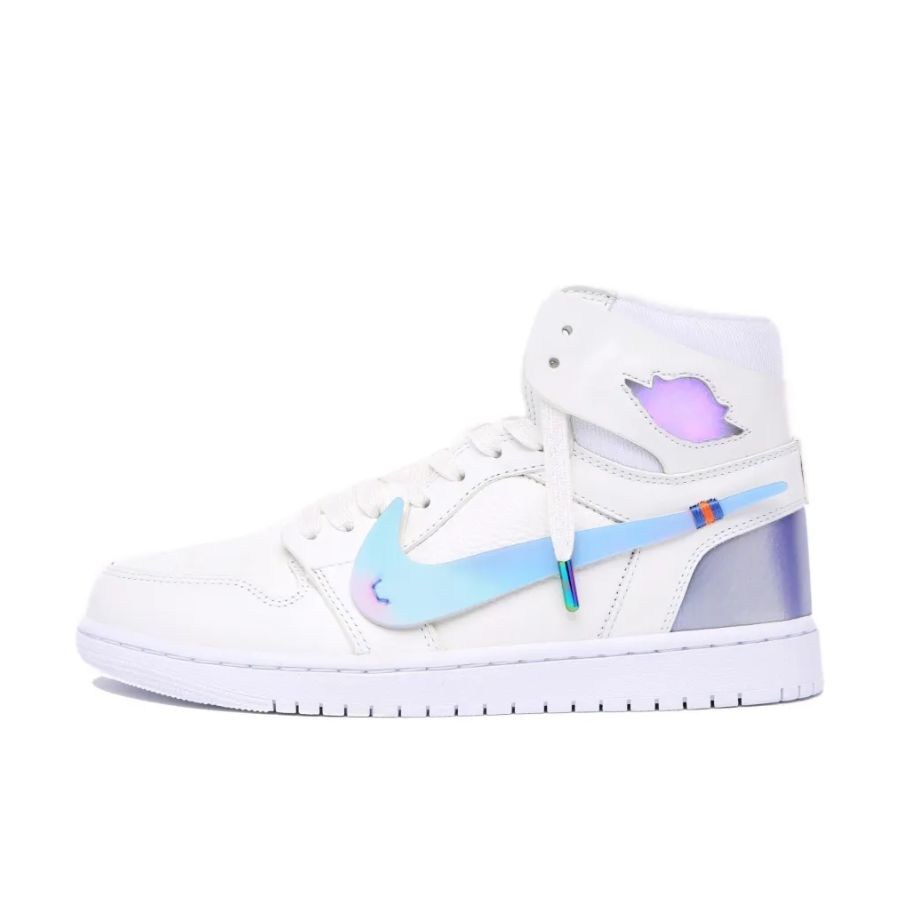 White Blue Refraction Reflective Color Custom Air Jordan 1 Mid