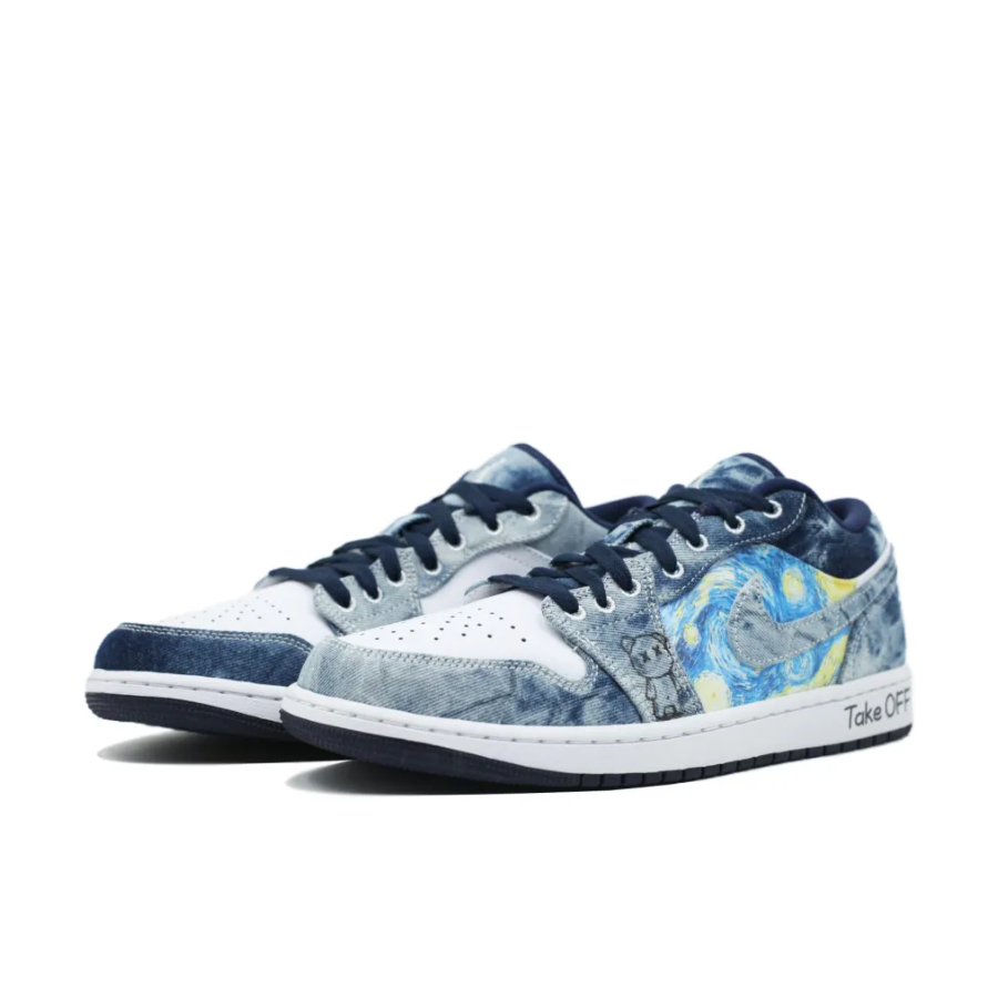 Denim Van Gogh Starry Sky Custom Air Jordan 1 Low