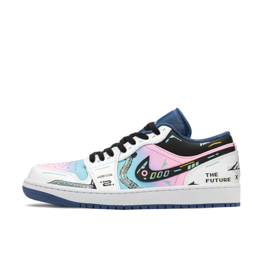 Cyberpunk Blue Pink Custom Air Jordan 1 Low