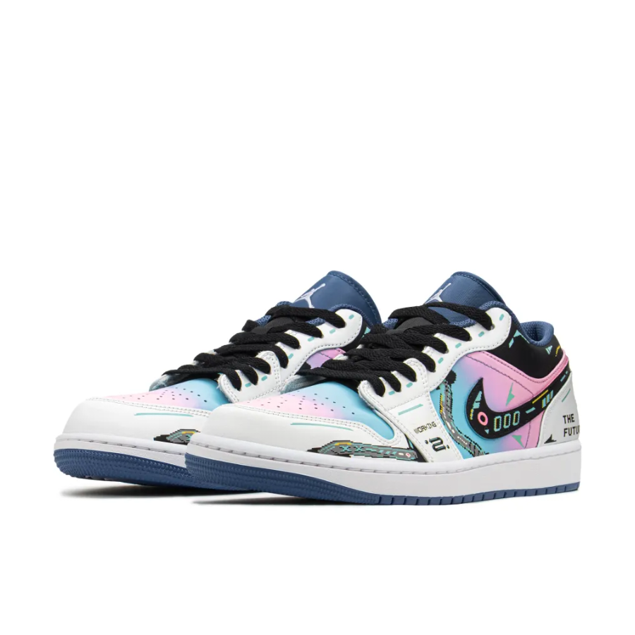 Cyberpunk Blue Pink Custom Air Jordan 1 Low