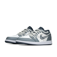 Gray White Spoof Style Custom Air Jordan 1 Low