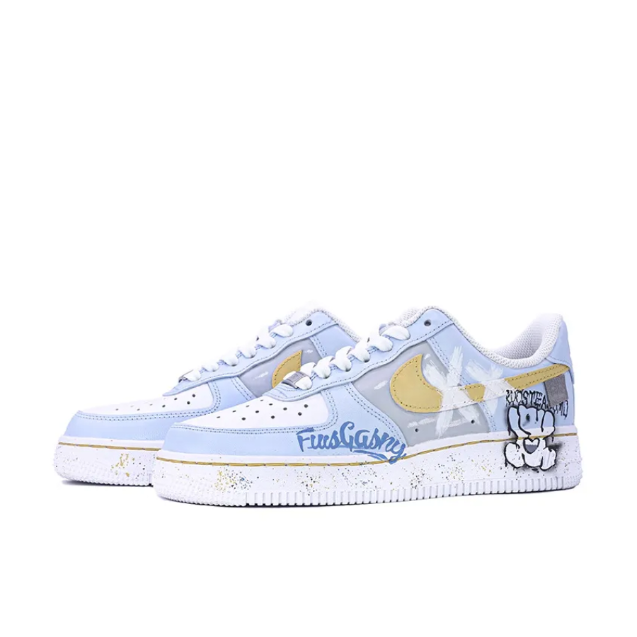 Custom Air Force 1 Low Cartoon Dog Blue Yellow