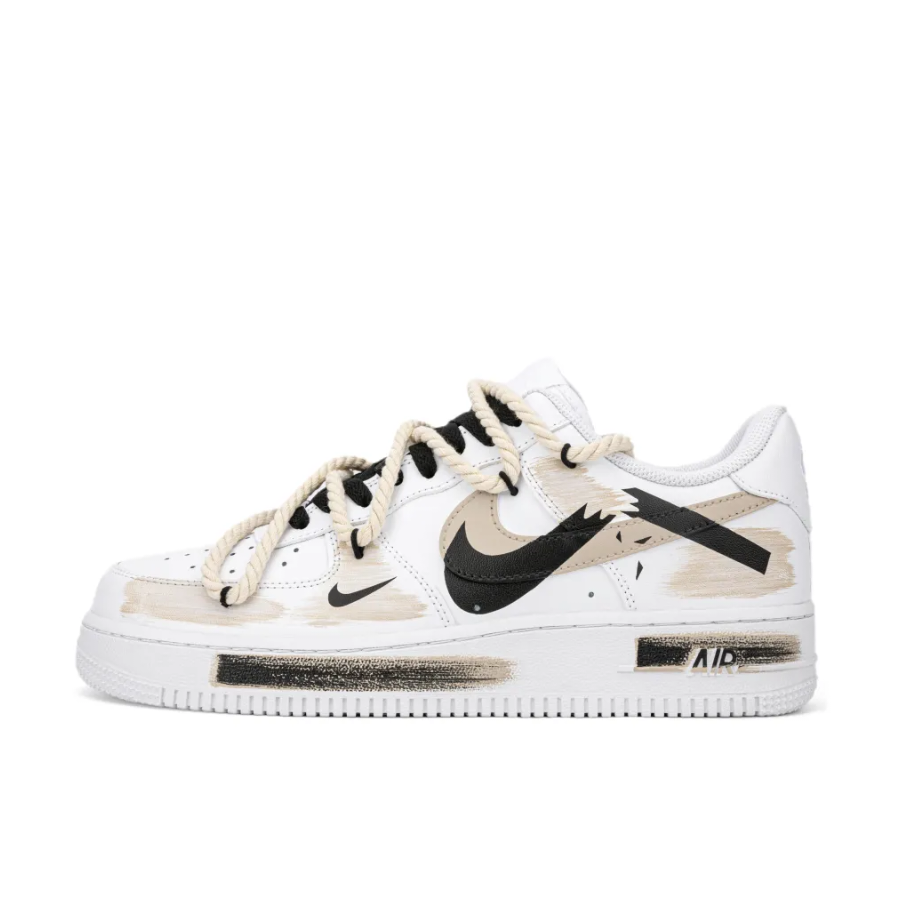 Custom Air Force 1 Low Extra Lace Broken Swoosh Brown White Black