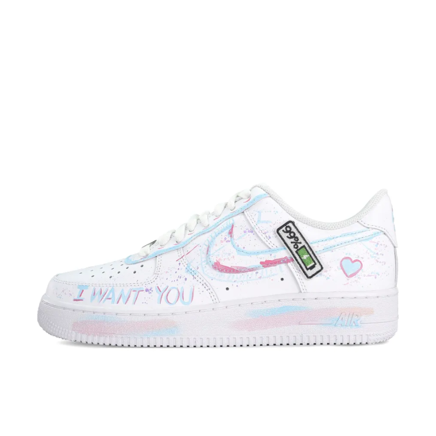 Custom Air Force 1 Low Blue Pink Font