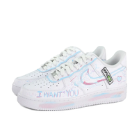 Custom Air Force 1 Low Blue Pink Font