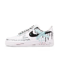 Custom Air Force 1 Low Dripping Black Baby Blue Font