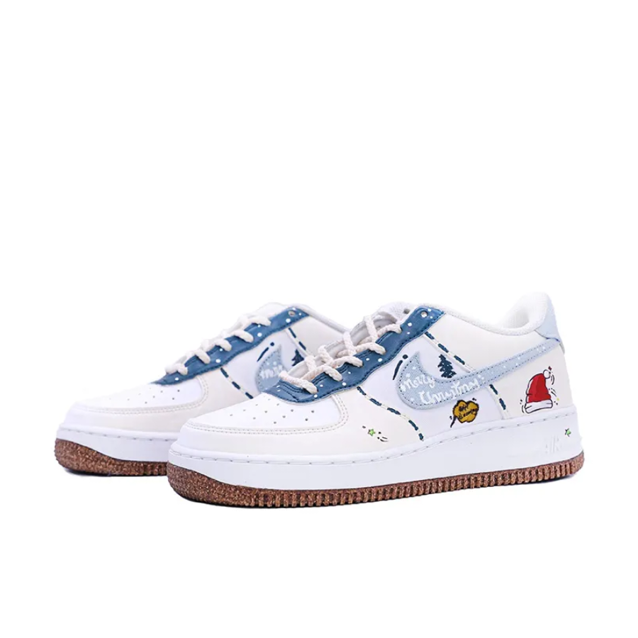 Custom Air Force 1 Low Christmas Santa Hat Blue Red