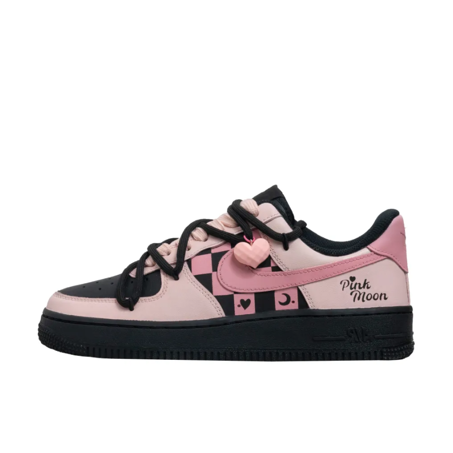 Custom Air Force 1 Low Pink Black Extra Lace