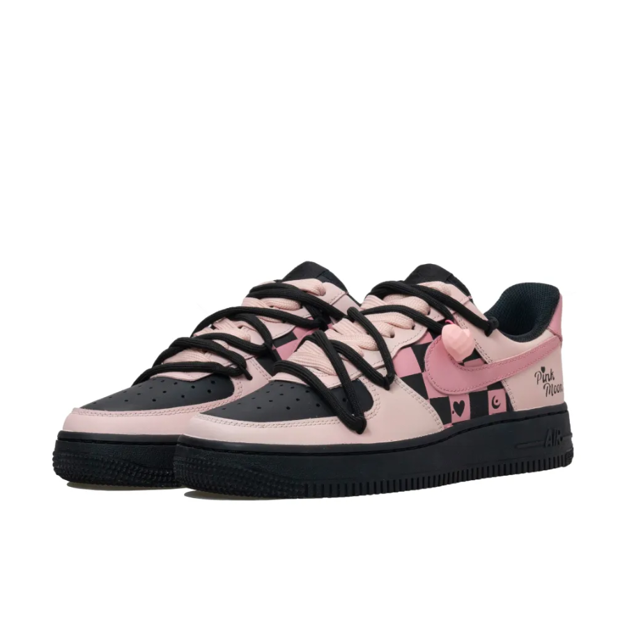 Custom Air Force 1 Low Pink Black Extra Lace