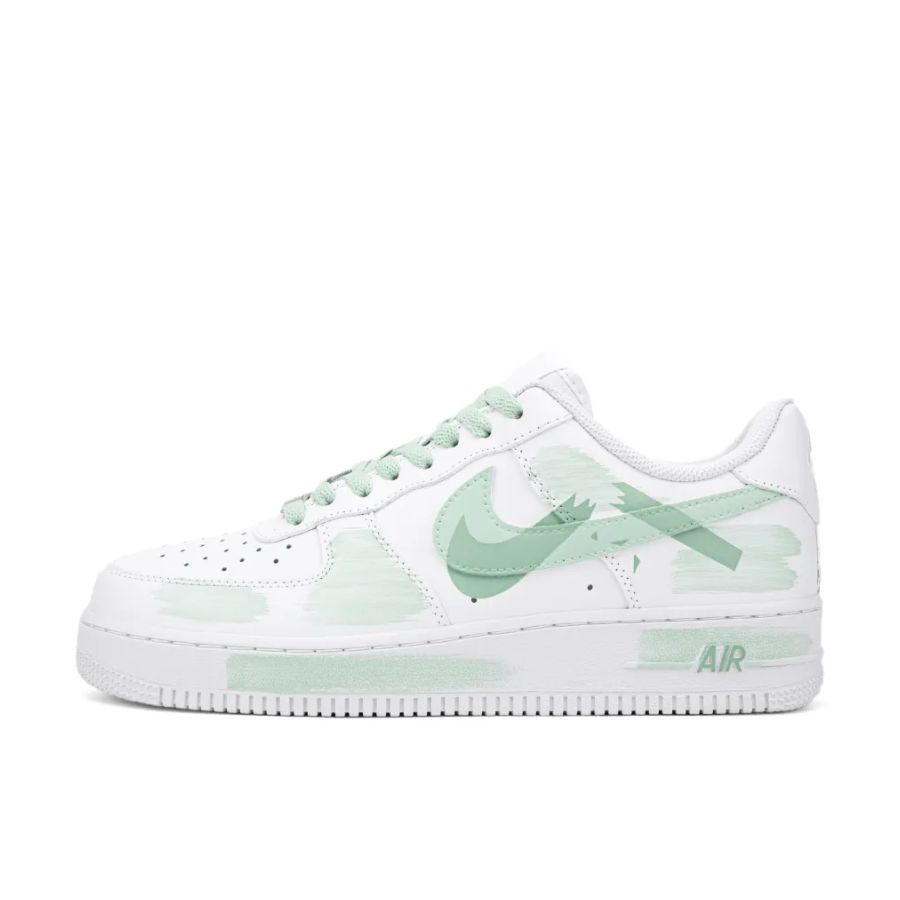 Custom Air Force 1 Low Light Green Shadow Broken Swoosh