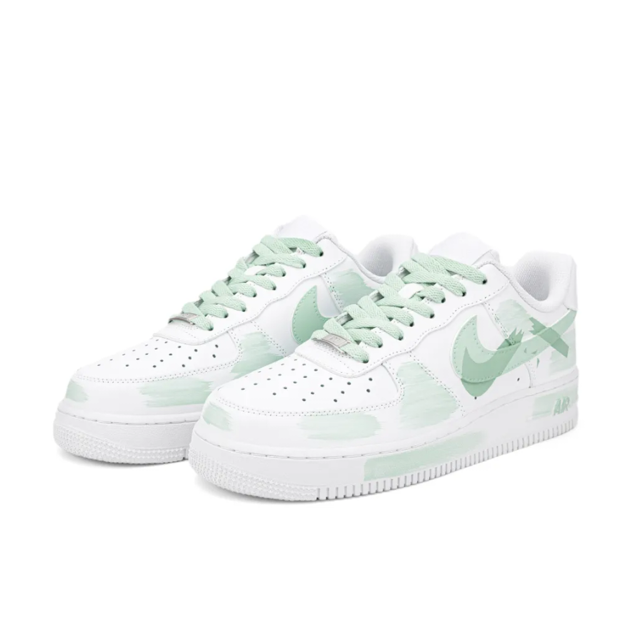 Custom Air Force 1 Low Light Green Shadow Broken Swoosh