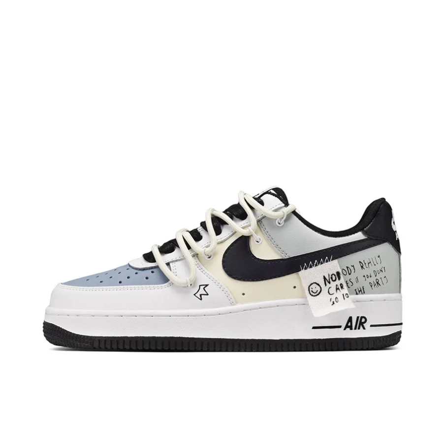 Custom Air Force 1 Low Extra Lace Gray Black Font