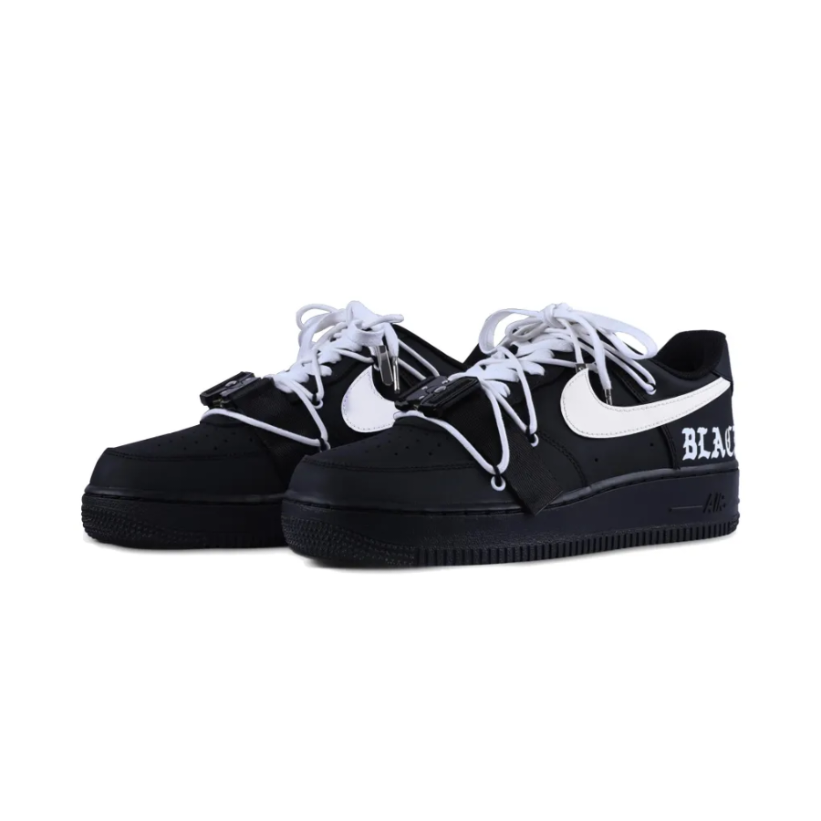 Custom Air Force 1 Low Extra Lace Gothic Font Black White